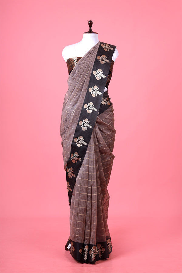 Grey Banarasi Cotton Saree By Chinaya Banaras