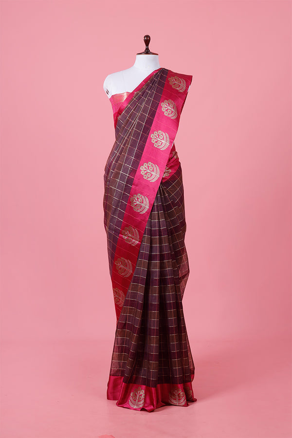 Purple Banarasi Cotton Saree By Chinaya Banaras