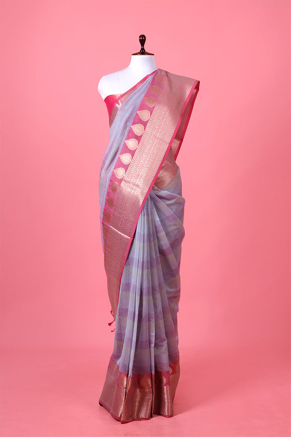 Lilac Woven Banarasi Cotton Saree By Chinaya Banaras