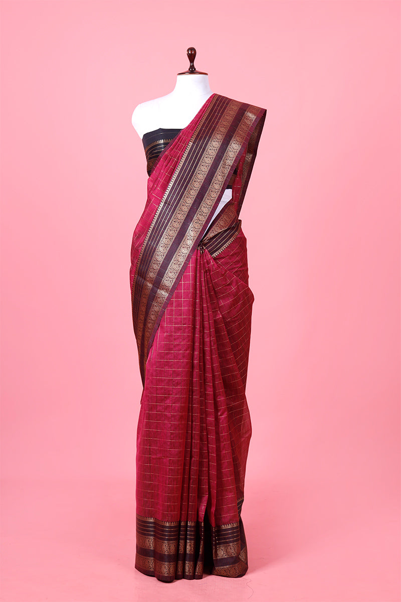 Pink Banarasi Cotton Saree By Chinaya Banaras