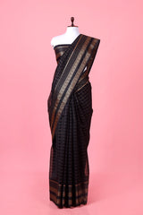 Midnight Black Woven Banarasi Cotton Saree By Chinaya Banaras