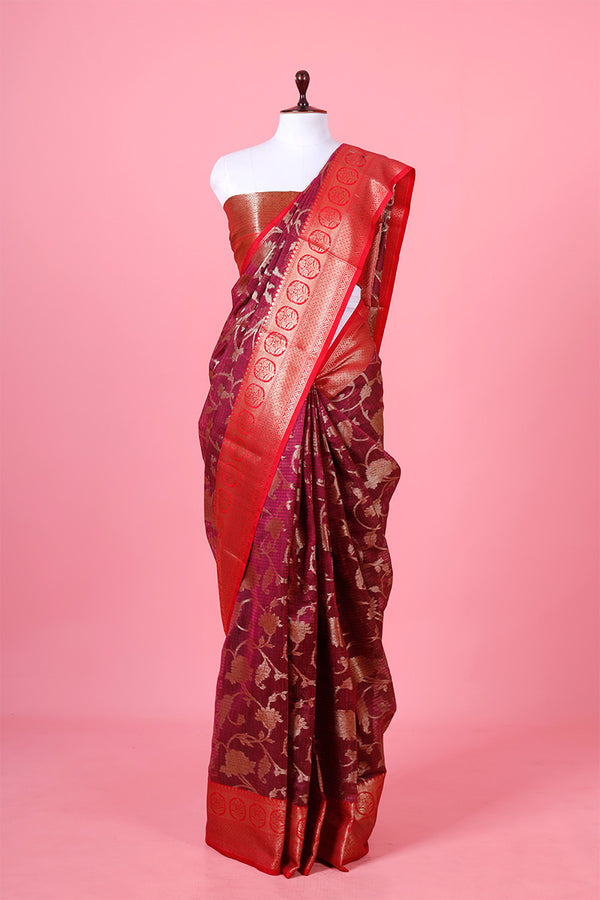 Ethnic Woven Jaal Banarasi Cotton Saree