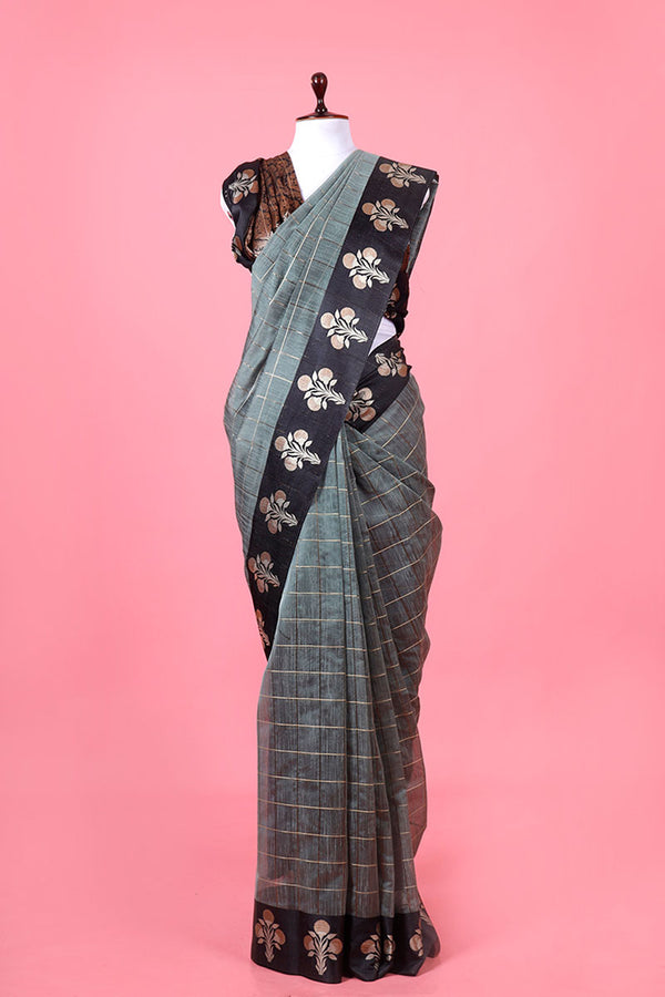 Grey Woven Banarasi Cotton Saree By Chinaya Banaras