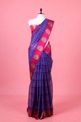 Indigo Banarasi Cotton Saree By Chinaya Banaras