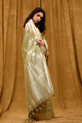 Metalic Striped Cotton Banarasi Saree