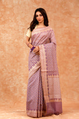 Mauve Banarasi Cotton Saree By Chinaya Banaras