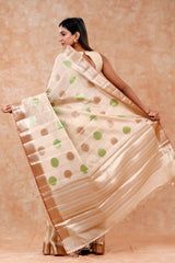 Polka Dots Woven Banarasi Cotton Saree
