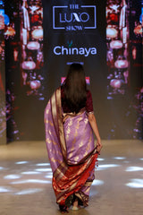 Lavender Sonarupa Kadhwa Woven Handloom Organza Silk Saree - Chinaya Banaras