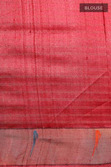 Coral Red Paithani Woven Tussar Silk Saree - Chinaya Banaras