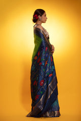 Peacock Blue Paithani Woven Tussar Silk Saree