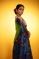 Peacock Blue Paithani Woven Tussar Silk Saree