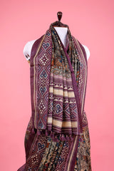Dusty Purple Embellished Tussar Silk Saree