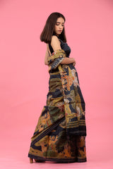 Black Embellished Tussar Silk Saree