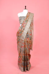 Grey Printed Silk Saree By Chinaya Banaras