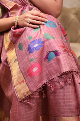 Mauve Paithani Woven Tussar Silk Saree - Chinaya Banaras
