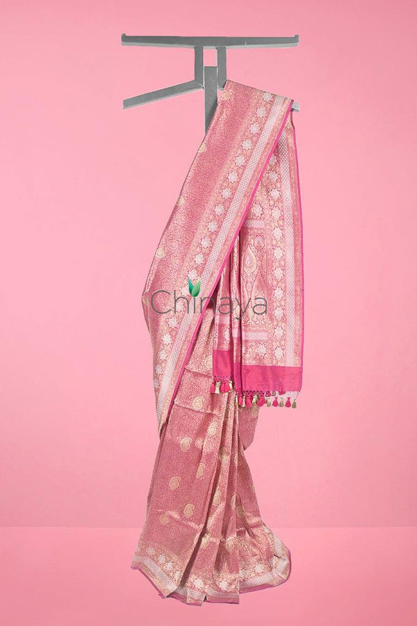 Pink Banarasi Katan Silk Saree  By Chinaya Banaras