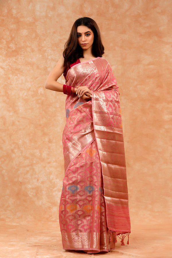 Mauve Banarasi Cotton Saree By Chinaya Banaras