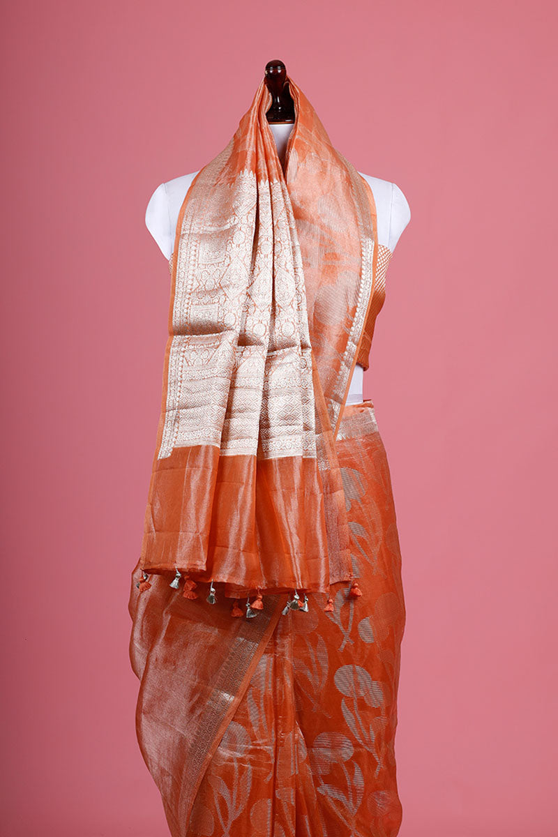 Floral Jaal Woven Tissue Silk Saree