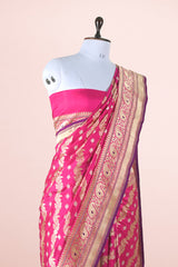 Pink Handwoven Banarasi Silk Saree at Chinaya Banaras