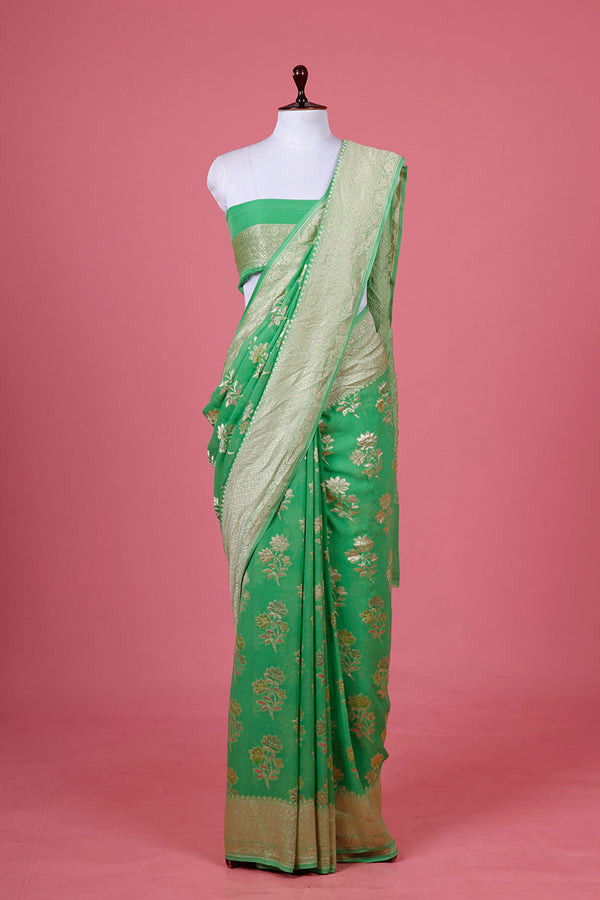 Handwoven Georgette Khaddi Silk Saree By Chinaya Banaras