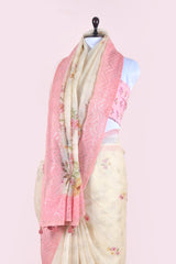 Pink Embellished Organza Silk Saree - Chinaya Banaras