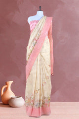 Pink Embellished Organza Silk Saree - Chinaya Banaras