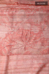 Hazelnut Brown Embroidered Tussar Silk Saree - Chinaya Banaras