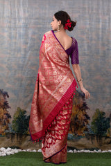 Crimson Red Handwoven Banarasi Silk Saree
