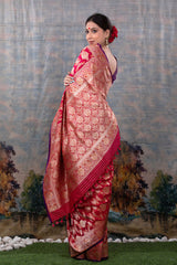 Crimson Red Handwoven Banarasi Silk Saree