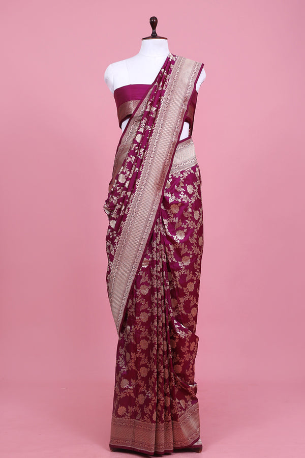 Floral Jaal Handwoven Banarasi Silk Saree By Chinaya Banaras