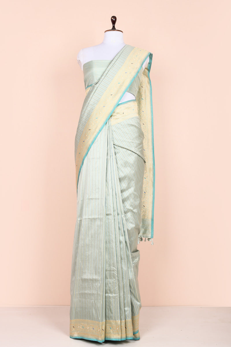 Baby Blue Handwoven Banarasi Silk Saree By Chinaya Banaras 