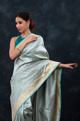 Baby Blue Handwoven Banarasi Silk Saree