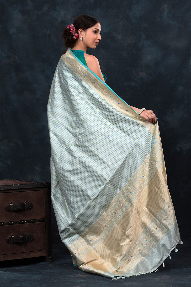 Baby Blue Handwoven Banarasi Silk Saree