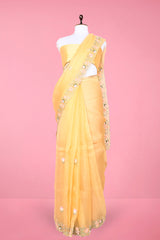 Yellow Embellished Organza Silk Saree By Chinaya Banaras