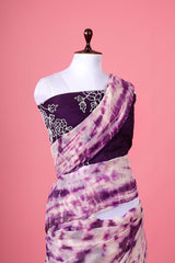 Deep Purple Tie & Dye Embellished Kota Doria Saree