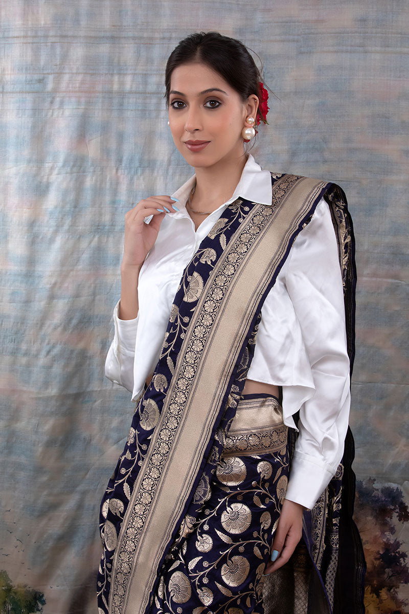 Women wearing Banarasi Silk Saree at Chinaya Banaars