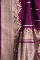 Dazzling Purple Handwoven Banarasi Silk Saree