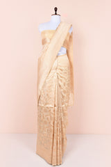 Off White Handwoven Banarasi Silk Saree at Chinaya banaras