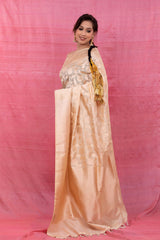 Scotch Mist Off White Handwoven Banarasi Silk Saree