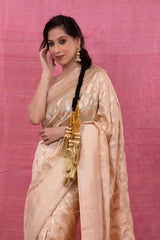 Scotch Mist Off White Handwoven Banarasi Silk Saree