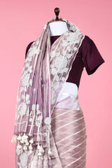 Lilac Purple Embellished Tissue Silk Saree - Chinaya Banaras