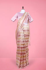 Light Pink Rangkat Handwoven Tissue Silk Saree By Chinaya Banaras