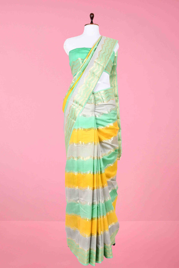 Green Rangkat Woven Chiniya Silk Saree By Chinaya Banaras