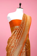 Silk saree, Semi silk saree, Orange Saree, Party wear saree