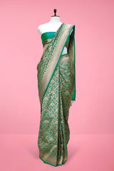 Green Jaal Woven Casual Silk Saree At Chinaya Banaras