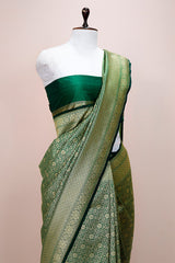 Emerald Green Floral Jaal Woven Casual Silk Saree