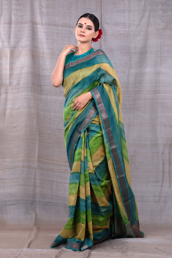 Persian Green Rangkat Chanderi Silk Saree - Chinaya Banaras