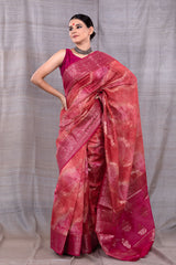 Red Hue Rangkat Woven Chanderi Silk Saree