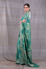 Emerald Symphony Green Rangkat Woven Chanderi Silk Saree