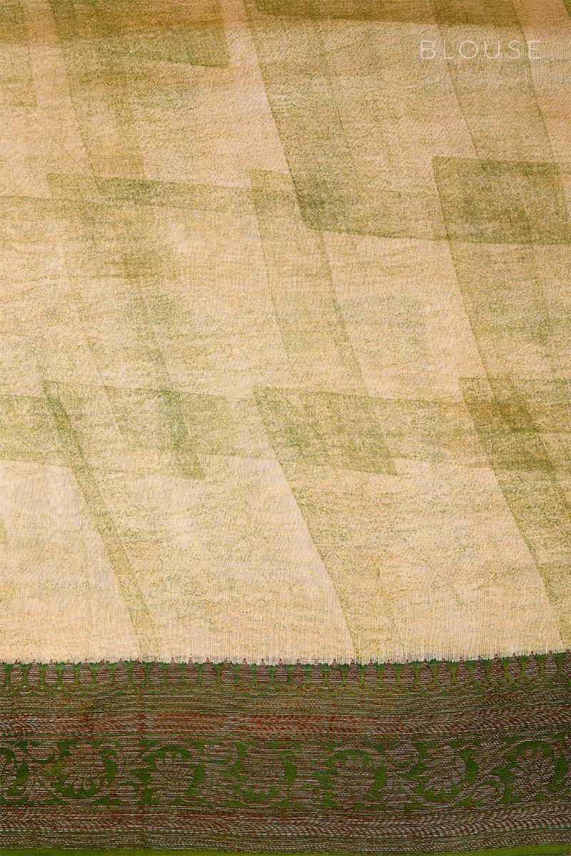 Finch Green Woven Chanderi Silk Saree
